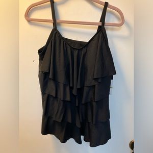 ✨Cole of California Tiered Ruffle Tankini Black 16W